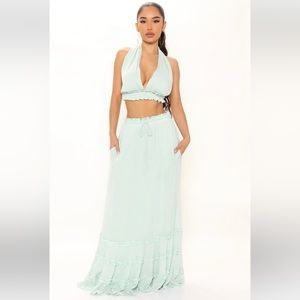 happy with you maxi skirt set with halter top - mint color size XS